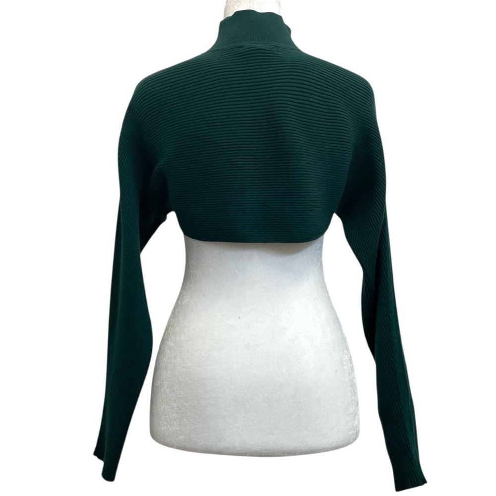 Banana Republic Green Ribbed Mock Neck Bolero Sleeves Shrug Sweater - Picture 3 of 8